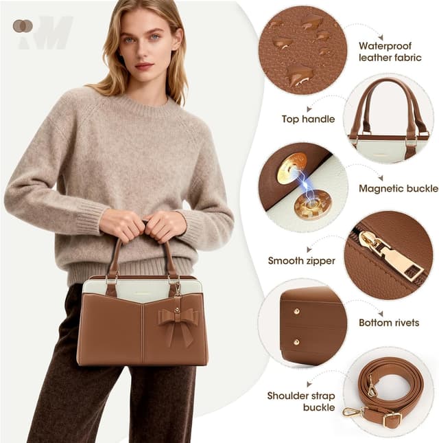 Detalle de RAINSMORE PU leather designer handbag (top handle / shoulder / tote) for everyday essentials