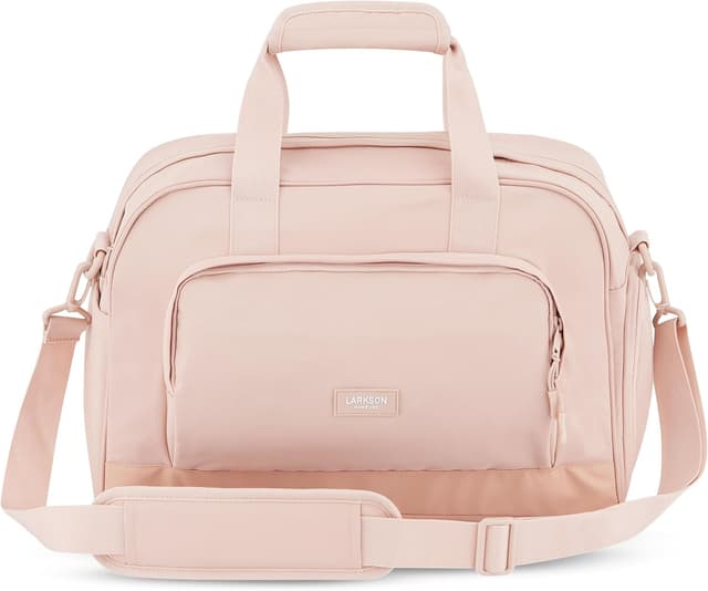Detalle de Larkson Finja Medium Weekender donna e uomo rosa, borsa da viaggio con scomparto scarpe e materiale in PET riciclato