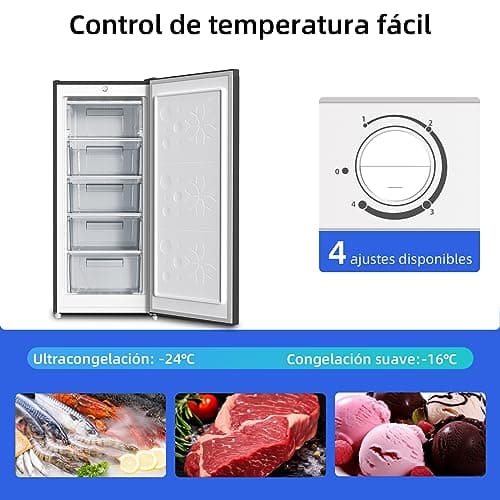 Detalle de Congelador vertical independiente CHiQ 145L negro con puerta reversible