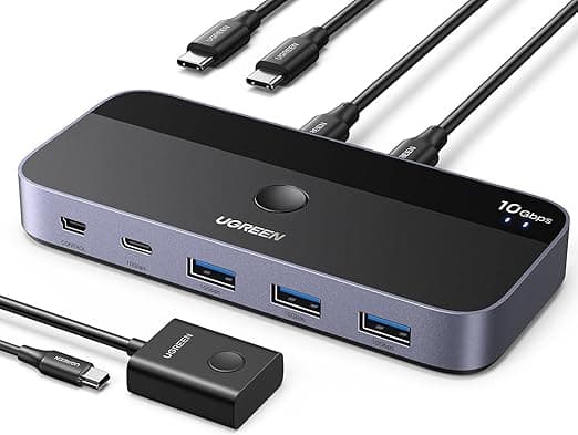 Detalle de UGREEN Switch 3.2 USB C 10Gbps 4 Puertos 🔌 KVM Comutador