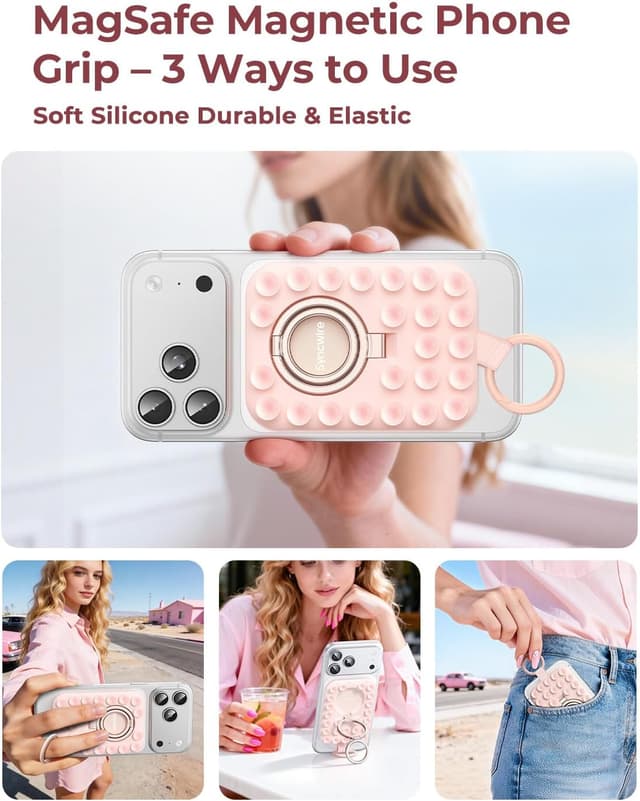 Detalle 2 de Syncwire Magnetic Phone Grip MagSafe-Compatible Phone Ring Holder (Blush Pink)