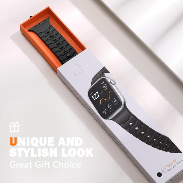 Detalle 2 de Bandletic Magnetic Straps for Apple Watch (compatible with Series 10 42mm, 9/8/7 41mm & more) – Black soft silicone sport band