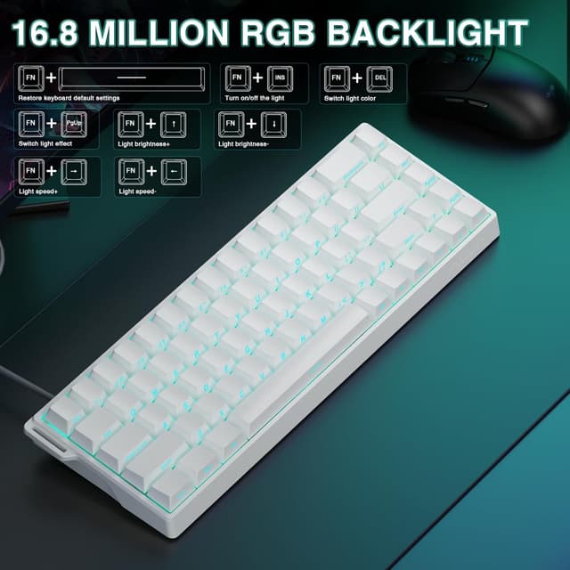 Detalle de AULA WIN68HE 60% Gaming-Tastatur mit Rapid Trigger, Hall-Effekt, 8000 Hz und RGB