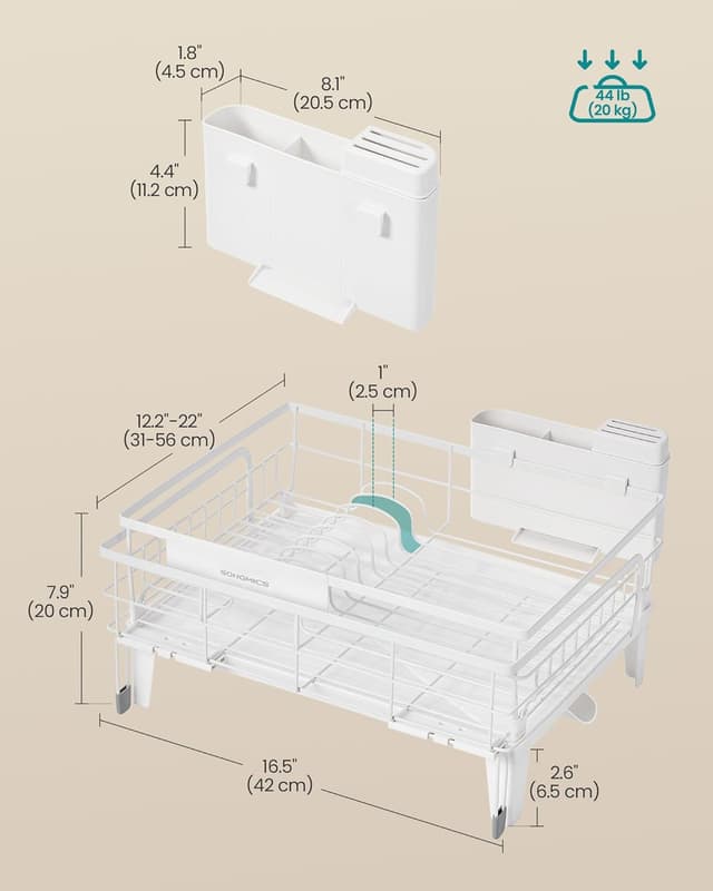 Thumbnail 6 de SONGMICS KCS552W01 dish drying rack with 360° rotatable spout and cutlery holder