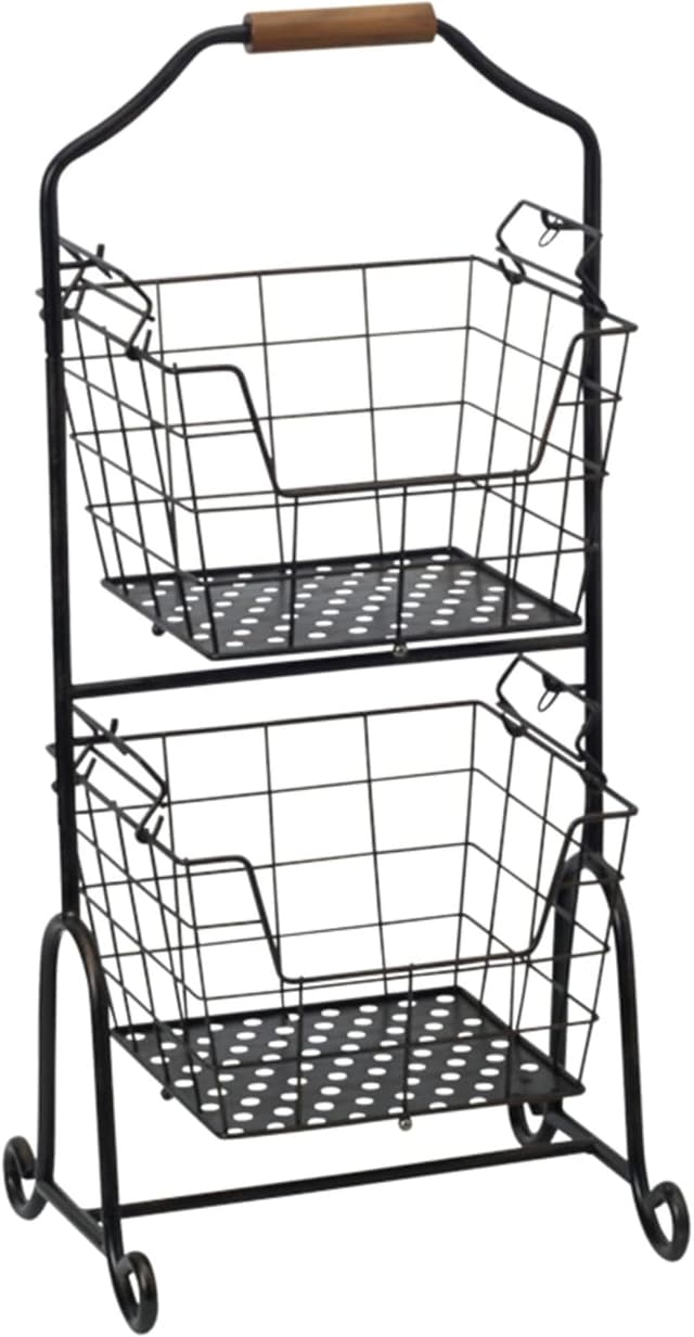 Thumbnail 6 de Mikasa Gourmet Basics Ferme 4-Tier Market Basket with Antique Black Wire & Acacia Wood Handle