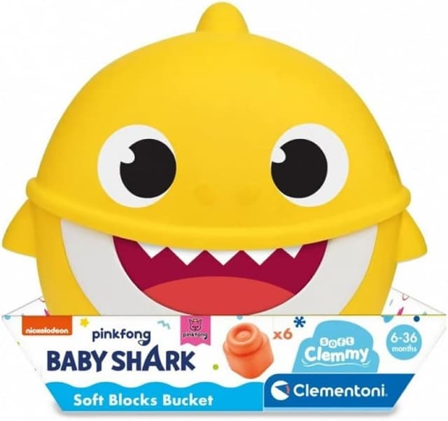 Detalle de Clementoni Soft Clemmy Baby Shark blocks bucket (17427) for 6 months+