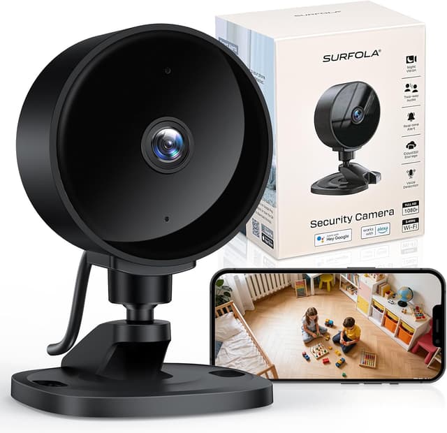 Detalle de Surfola Security Camera Indoor (1080P FHD) WiFi CCTV for Baby, Pet & Elderly Monitoring