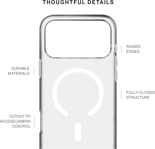Detalle de Native Union (Re)Clear Case for iPhone 17 Pro Max – Transparent anti-yellowing, MagSafe compatible drop case with recycled materials