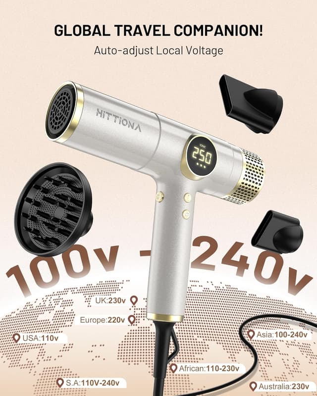 Thumbnail 1 de Dual Voltage Travel Hair Dryer with Magnetic Diffuser 2000W 💇♀