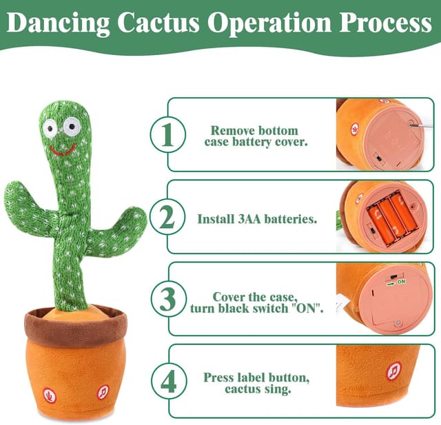 Thumbnail 3 de MIAODAM Dancing Cactus 10 Songs Talking Toy