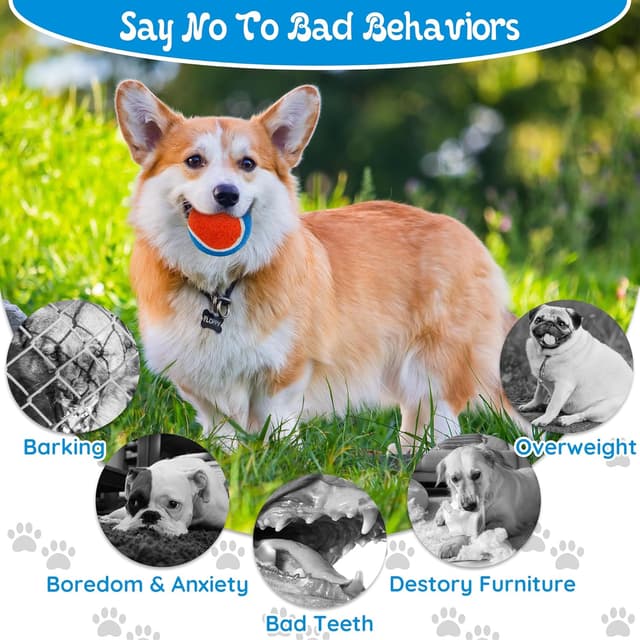 Detalle de Ousiya Squeaky Tennis Balls for Dogs (12 Pack, 6.5 cm) with Mesh Bag – Durable fetch and training toy