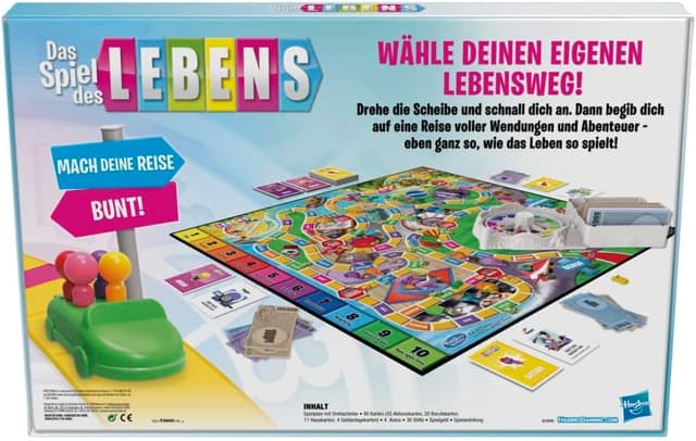 Detalle de Hasbro Das Spiel des Lebens – Familienspiel für 2–4 Spieler ab 8 Jahren mit bunten Figurenstiften