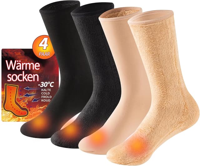 Detalle de Schneestrümpfe Set (4 Paar) mit Futter: warm im Winter, für Schuhgrößen 38–48