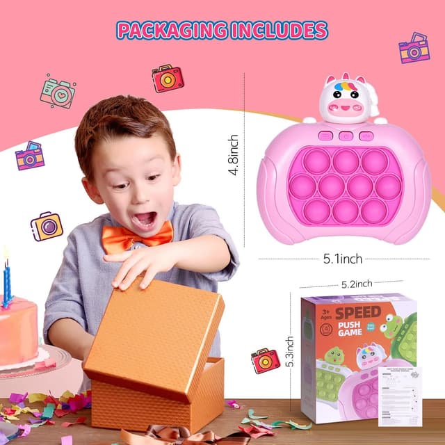 Detalle de Quick Push Game Fidget Toys Pro – Mini Handheld Bubble-Pop-Spiel mit 4 Modi und 999 Levels