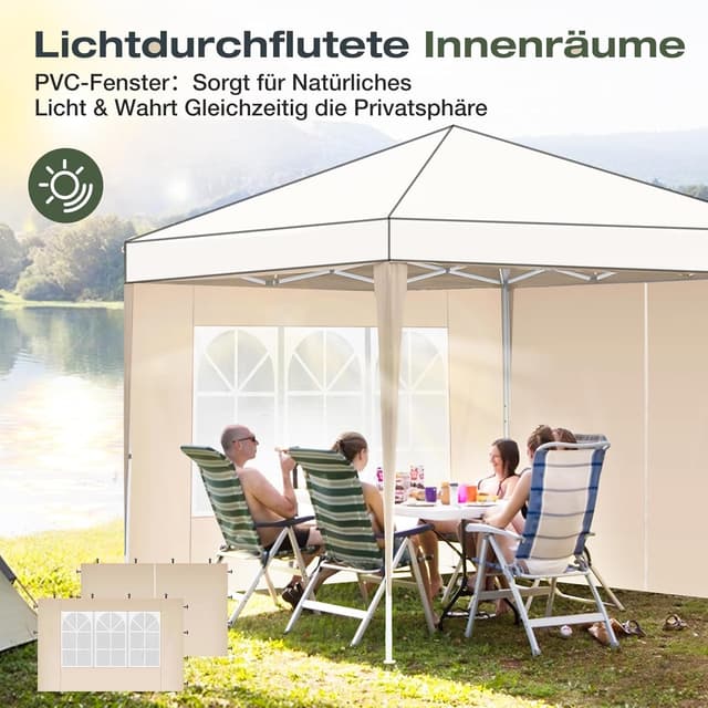 Detalle de Sekey 2-teiliges Seitenwand-Set für Pavillon 3x3 m (wasserdicht, winterfest) – mit 1 Fenster & 1 Tür