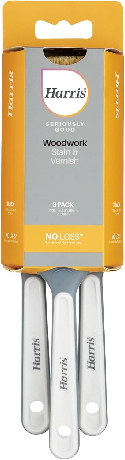 Detalle 2 de Harris Seriously Good Woodwork Stain & Varnish Paint Brushes (3-pack) – 1", 1.5" and 2" in Grey