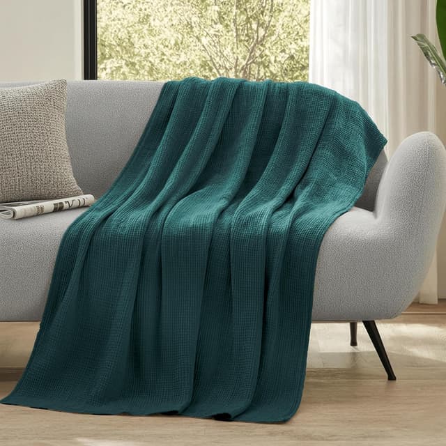 Thumbnail 6 de Dreamzie Musselin Tagesdecke 150x200 cm (Baumwolle, Oeko-Tex zertifiziert) – Petrolgrün