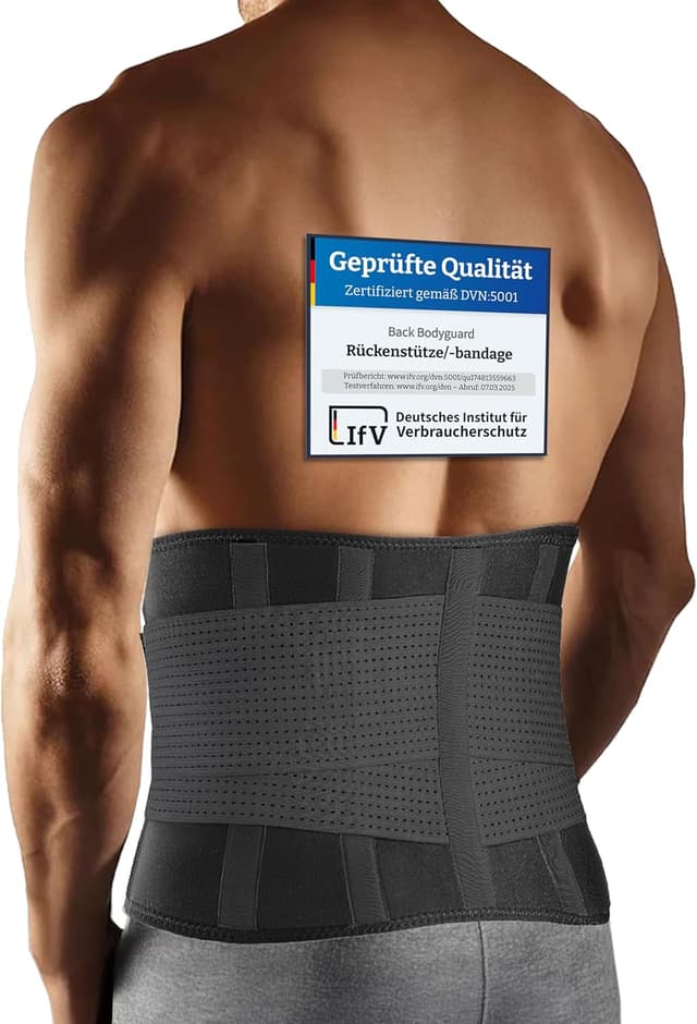 Detalle de BACK BODYGUARD Rückenstützgürtel für Nieren & Lenden (Orthogürtel) – Nierenwärmer – Ischias-Gürtel in Schwarz, XL