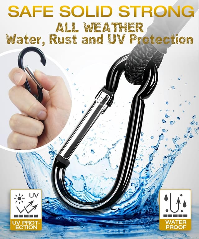 Detalle 2 de Bungee Cords with Hooks (30cm Elastic Tie Down Straps) with Carabiners – 4-pack, up to 35kg, black