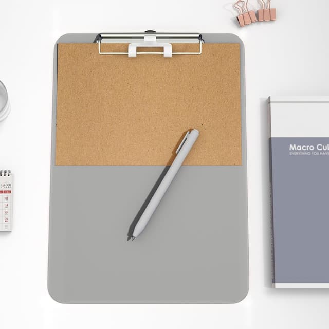 Thumbnail 6 de Hnogri Kunststoff-Klemmbrett Standard A4/Letter (12,5 × 9 Zoll) mit Stifthalter, flachem Clip – Grau