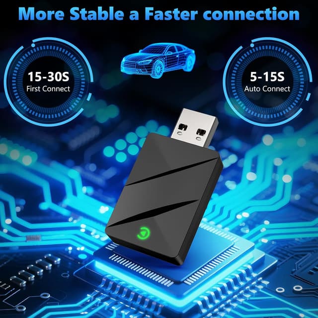 Detalle 2 de AOUQEE 2-in-1 Wireless CarPlay Adapter 5GHz