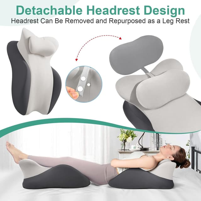 Detalle de JOVELL Memory Foam Prone Pillow (Black/Gray) – wedge body pillow with removable cover