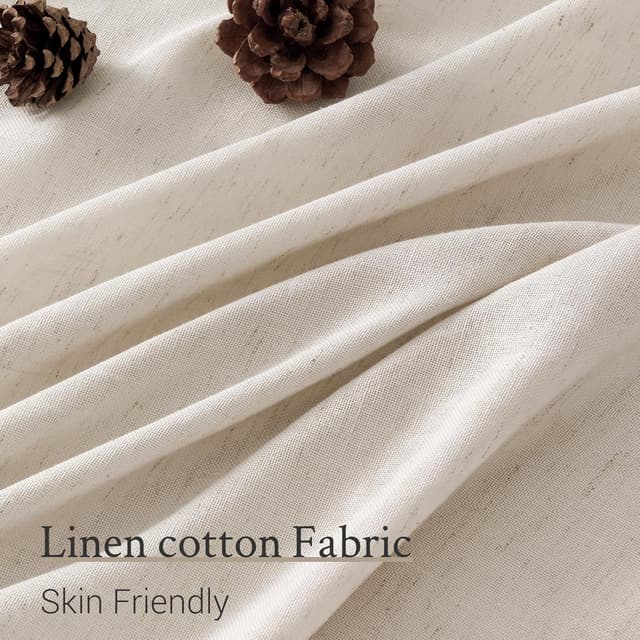 Detalle de Topfinel Pinch Pleated 92-Inch Oatmeal Linen Curtains (2 Panels) for Track Systems