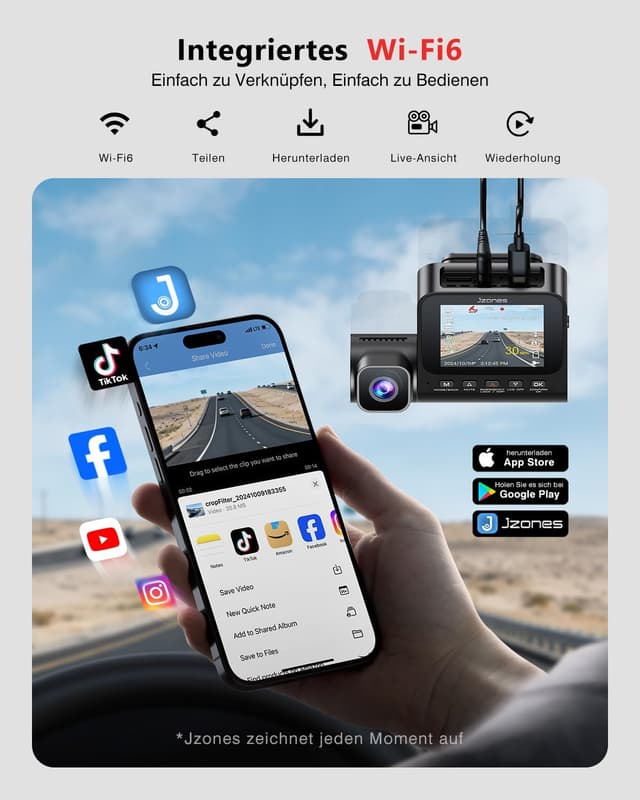 Thumbnail 6 de Jzones 3‑Kanal Dashcam 4K