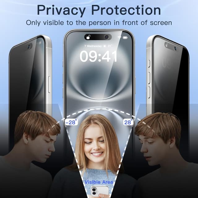 Detalle 1 de JETech Protector Privacidad iPhone 16 6,1