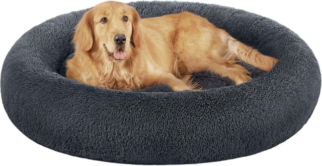 Detalle de Feandrea Hundebett flauschig Donut-Kissen 120 cm (PGW043G02) – waschbar, herausnehmbare Mitte, Anti-Rutsch