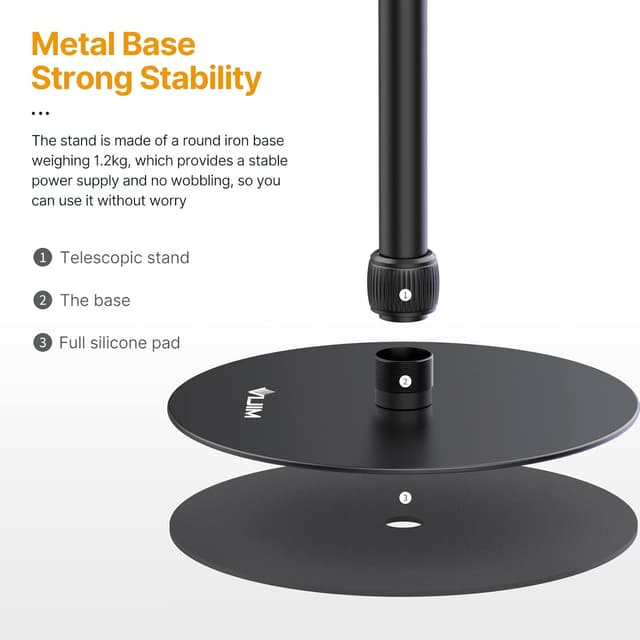 Thumbnail 6 de Jusmo LS09 Aluminum Projector Floor Stand (1/4-inch) for Nebula/XGIMI and Cameras, Adjustable 16.5–34.6 in