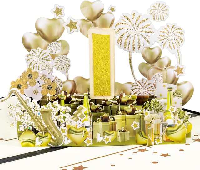 Detalle de Anniversary Golden Gift pop up card