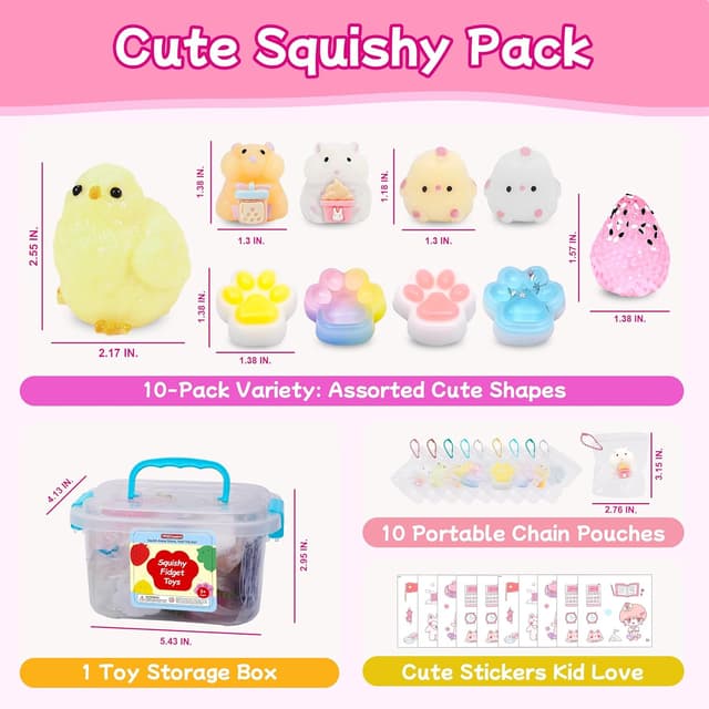 Thumbnail 1 de 10 Pack Taba Squishy Toys Kit with Toy Box