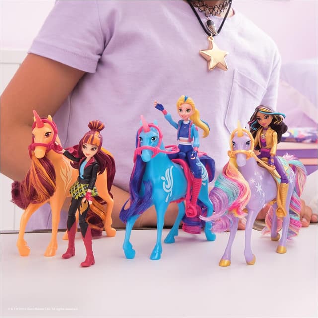 Detalle de Unicorn Academy Reiterin- und Einhorn-Set ca. 12 cm (mit 2 Accessoires & Bürste) für Kinder ab 4 Jahren