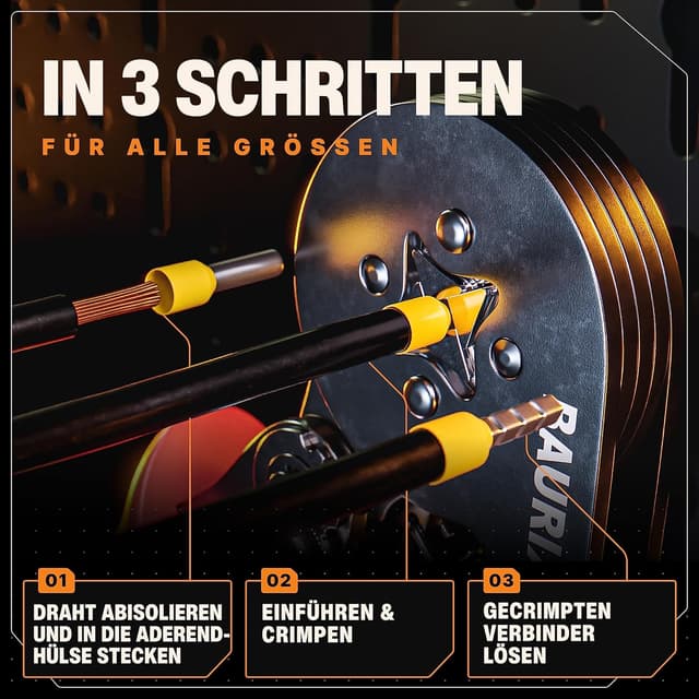 Detalle 2 de BAURIX® Aderendhülsen Set (1200 Stück) isoliert 0,5–10 mm², farbcodiert nach DIN 46228-4