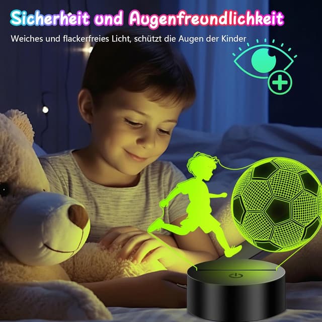Thumbnail 6 de Polemera 3D Fußball-Nachtlicht für Jungen (16 Farben) mit Fernbedienung