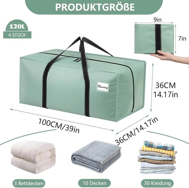 Detalle 2 de Dntorx 4er Pack 120 L Aufbewahrungstasche
