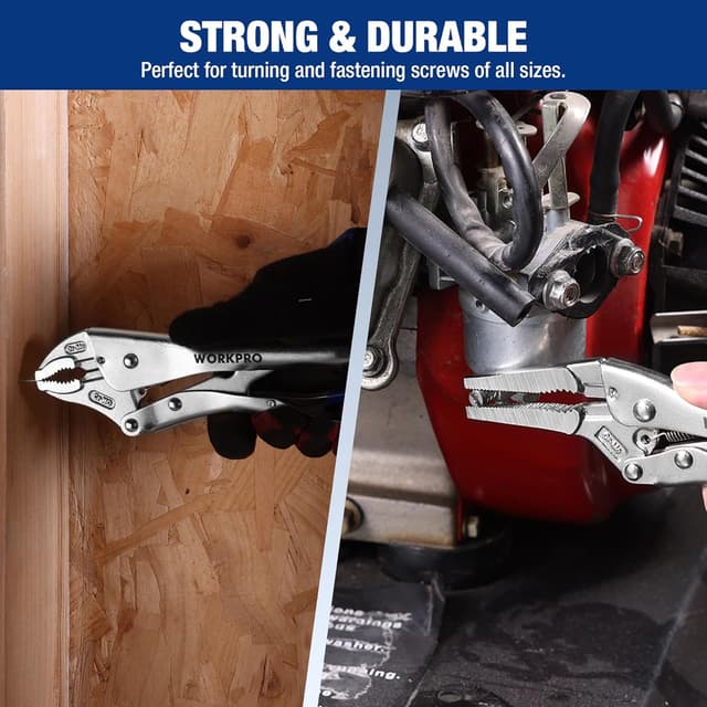 Thumbnail 6 de WORKPRO 2-Piece Locking Pliers Set (6.5" Long Nose & 10" Curved Jaw) CR-MO Steel