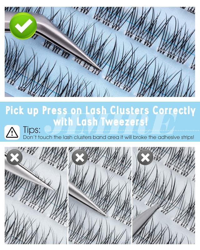 Thumbnail 6 de JIMIRE Natural Self Adhesive Eyelashes Wispy Pre-Glued Lash Clusters (9–12MM, 108 pcs)