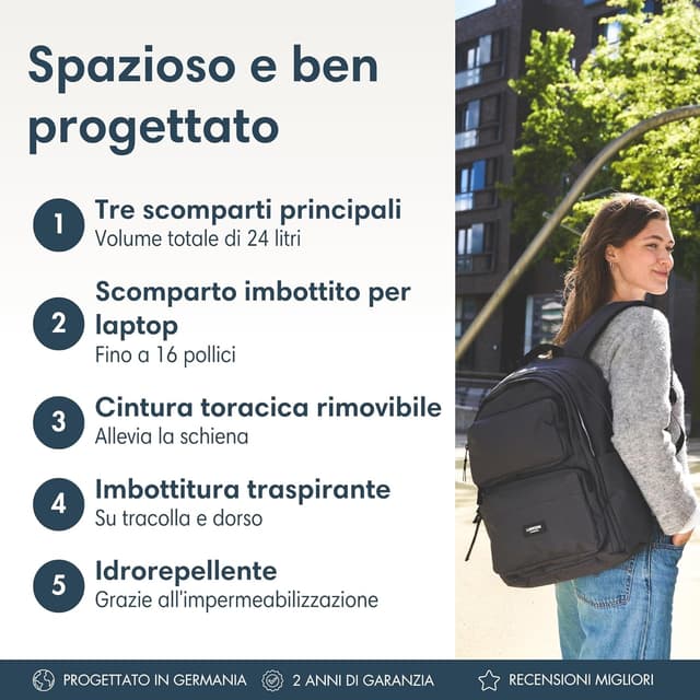 Detalle 2 de LARKSON Zaino scuola grigio 16 pollici