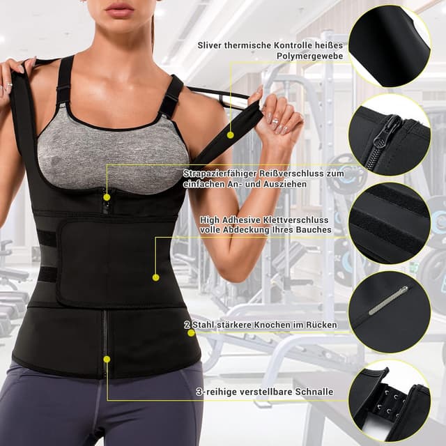 Detalle 2 de Junlan cintura per sudorazione dimagrante sauna fitness da donna, body shaper 2 in 1