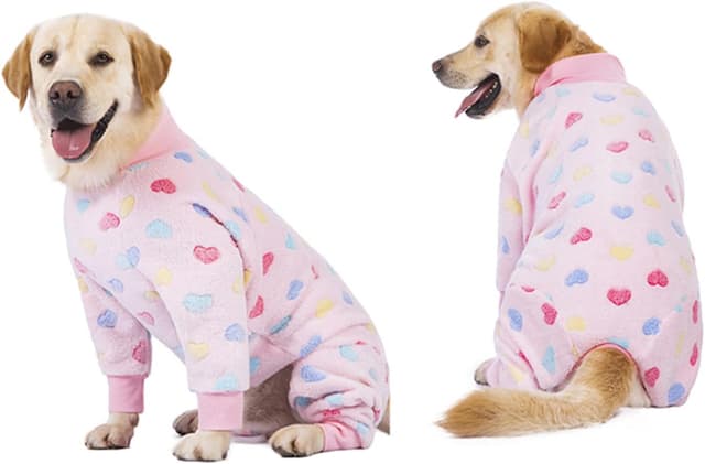 Detalle de BT Bear Dog Winter Clothes Flannel Pullover Pyjamas Onesie (XXXL, Pink) for Medium–Large Dogs