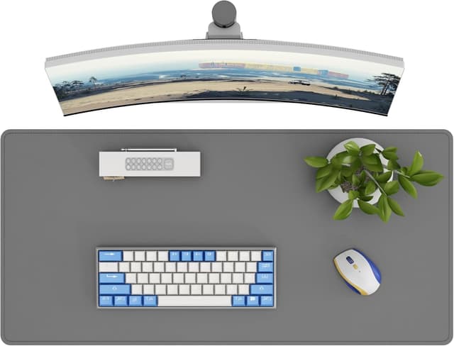 Detalle 2 de DAWNTREES Schreibtischunterlage aus Kunstleder mit rutschfester Wildleder-Rückseite (Dunkelgrau, 80x40 cm)