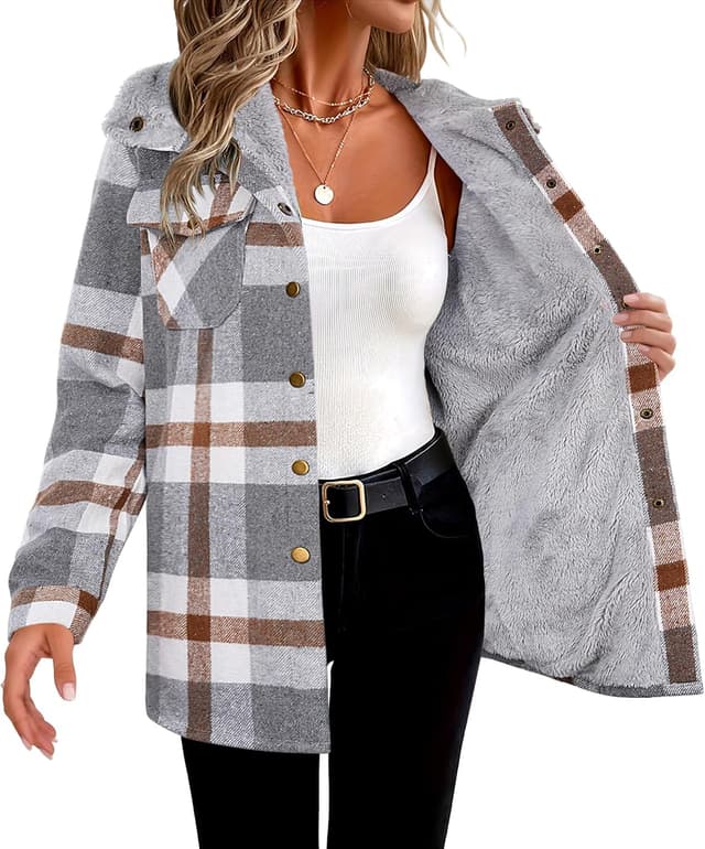 Detalle 2 de Zeagoo Plaid Shacket Jacket for Women
