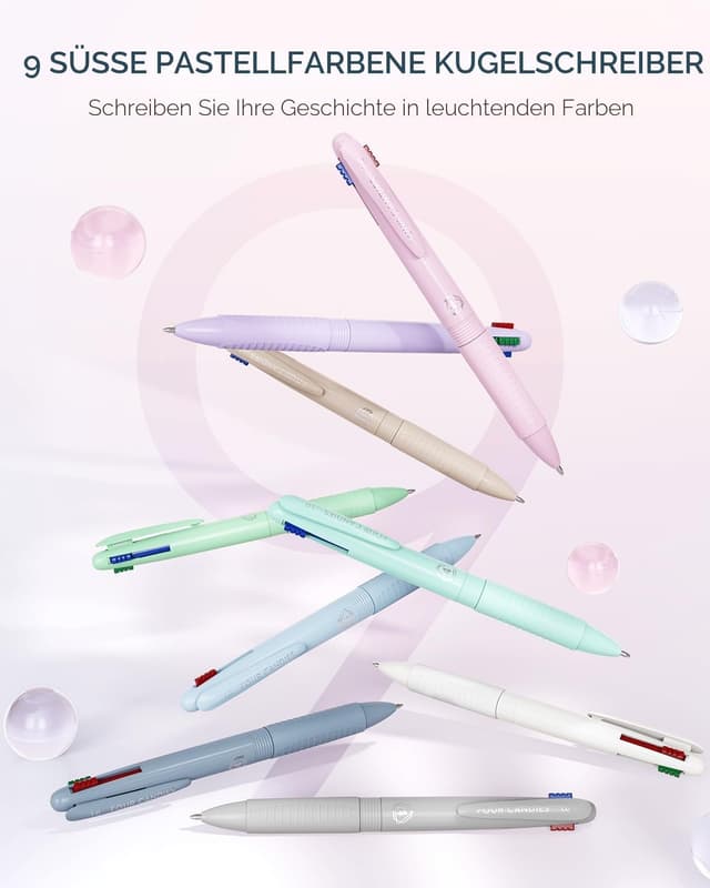 Detalle de Four Candies 4-in-1 Farbstifte (9er-Pack) mit 1,0-mm-Spitze – 4 Farben in einem Stift