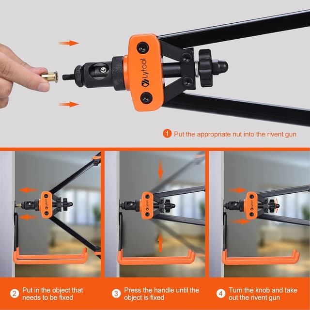 Detalle 2 de Lytool Rivettatrice per inserti filettati 14" con 6 mandrini e 205 dadi 🛠