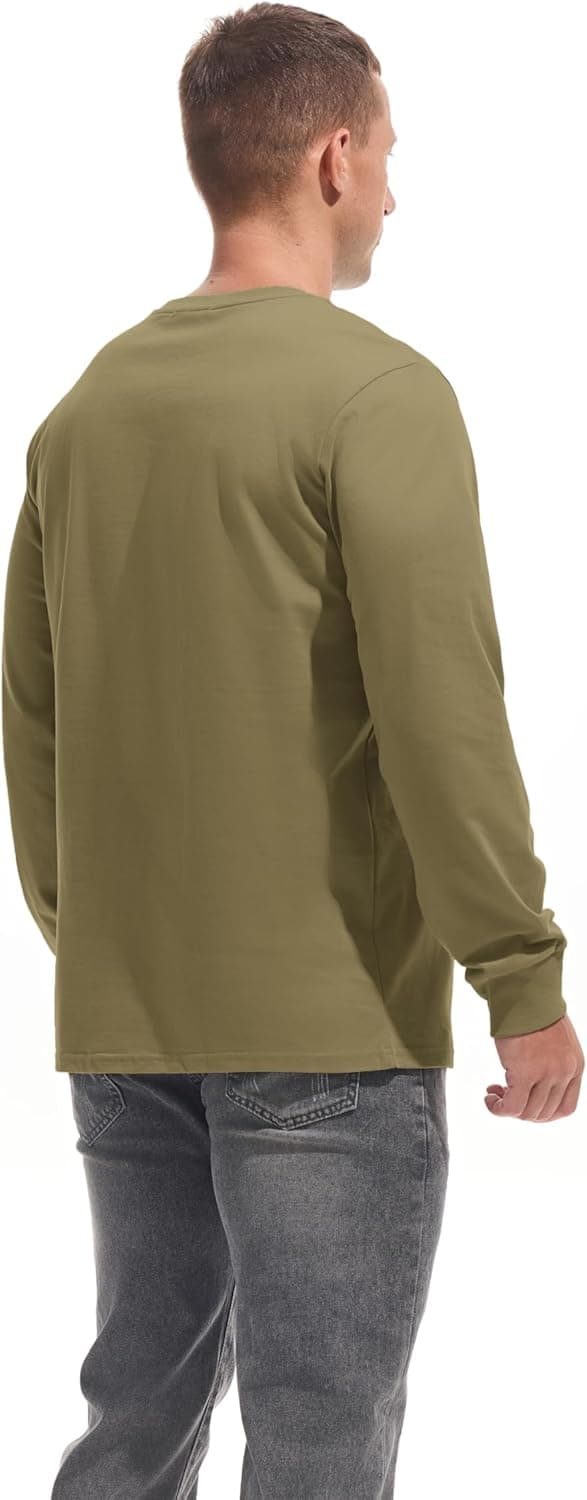 Detalle de VEIISAR Herren dickes Langarm-Rundhals-T-Shirt aus 100% Baumwolle (Heavy Duty, pre-shrink)