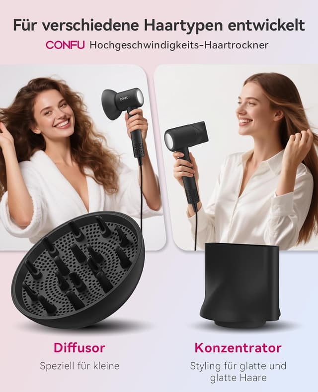Thumbnail 4 de CONFU Haartrockner 1500 W 200 Mio Negativ-Ionen