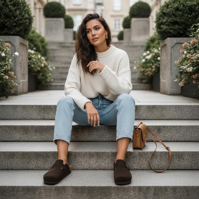 Detalle 2 de CUSHIONAIRE Hana suede leather clog — women’s slip-on shoes