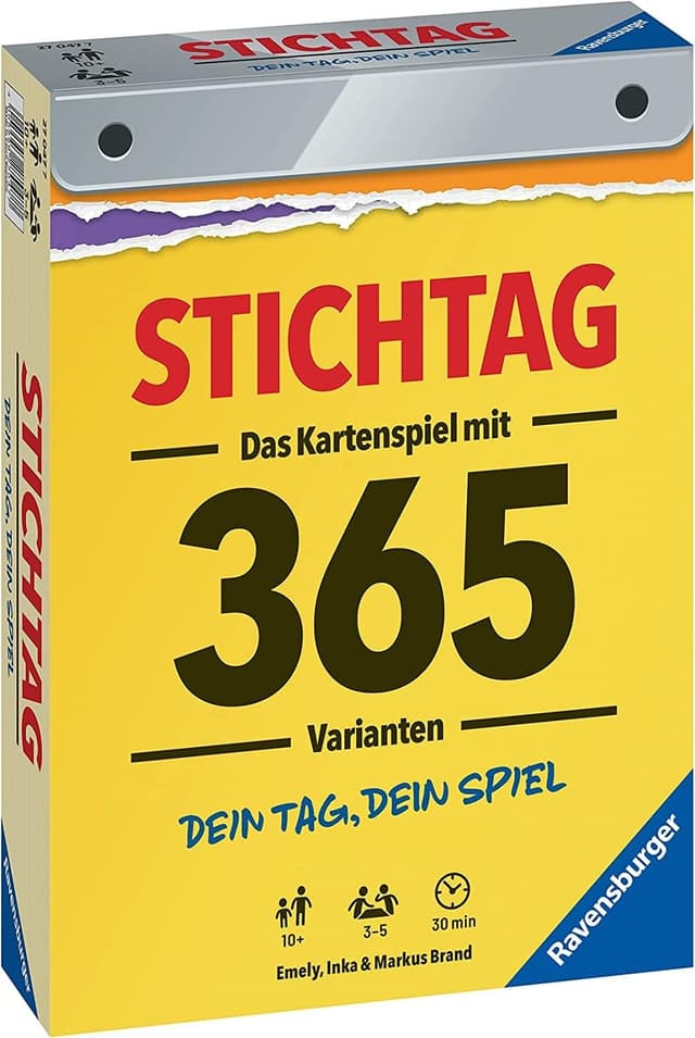 Detalle 2 de Stichtag 27047 „Dein Tag, dein Spiel“ – Ravensburger Stichspiel mit 365 Varianten für 3–5 Spieler ab 10 Jahren